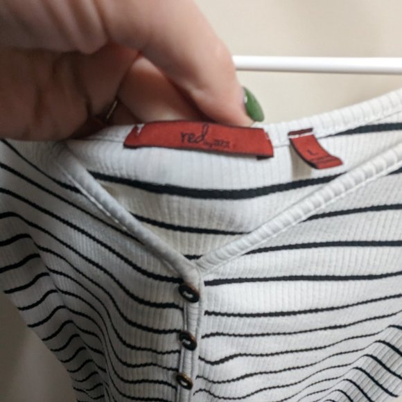 Red by BKE Striped Faux Henley Bodysuit - Picture 7 of 8